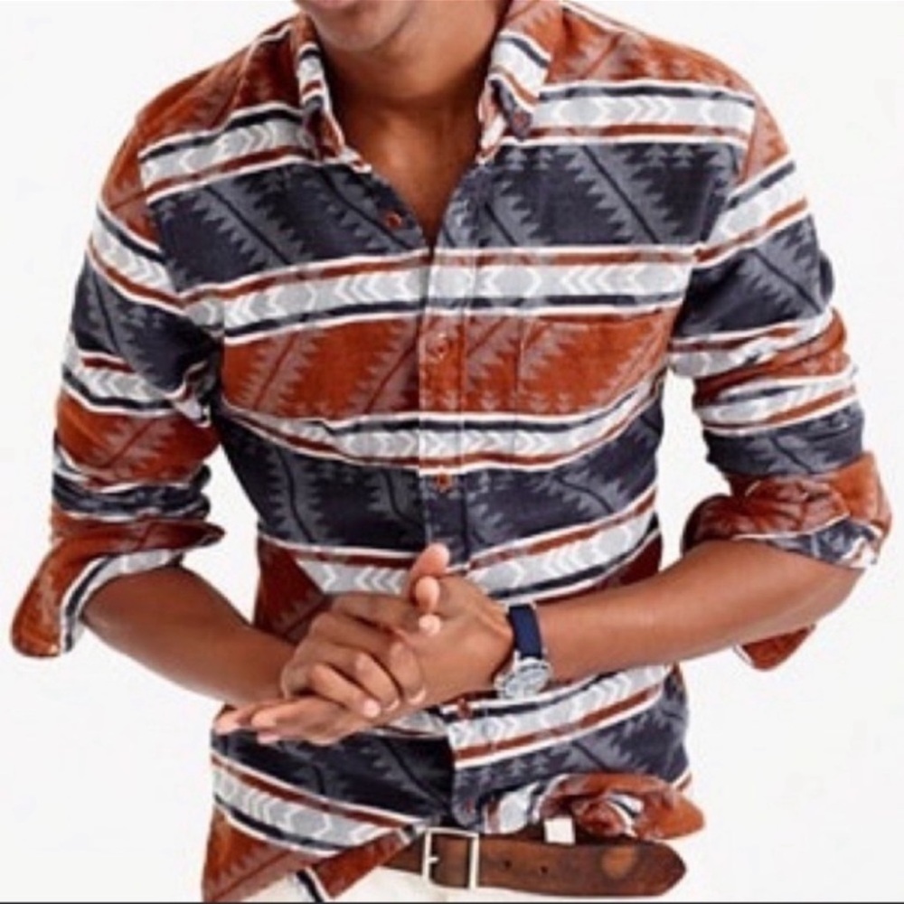 J Crew Mens Slim Southwest Jacquard Flannel Shirt